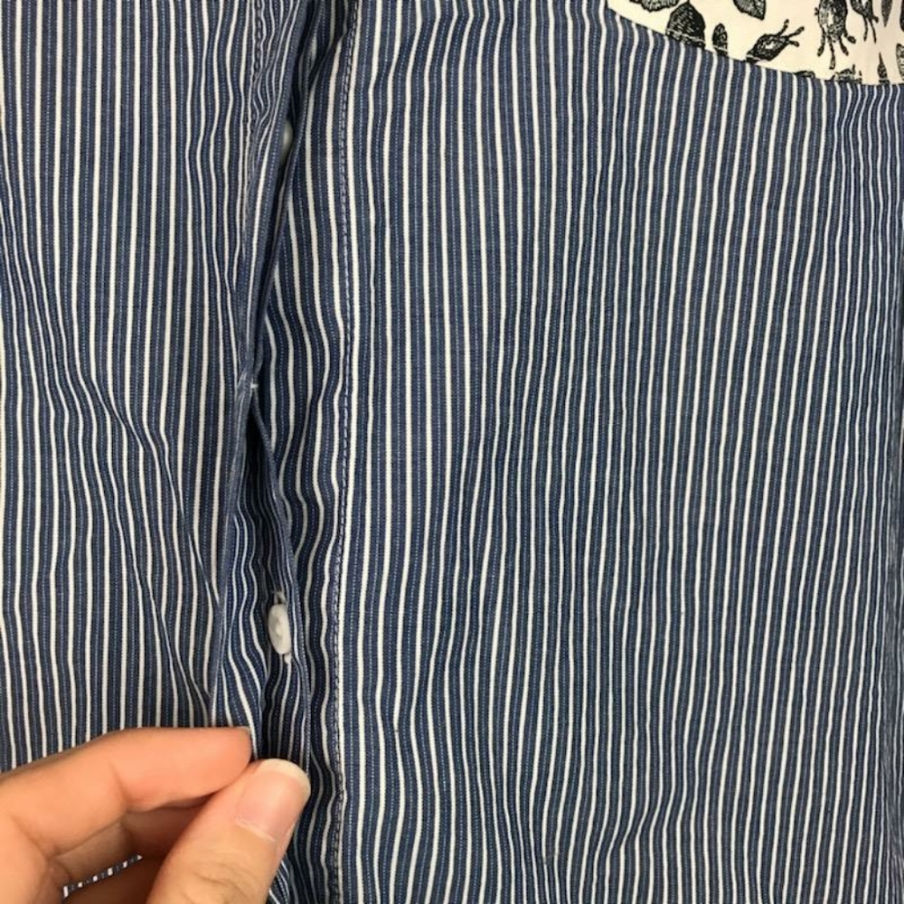 Floral Patchwork Pinstripe Button Down - image 8